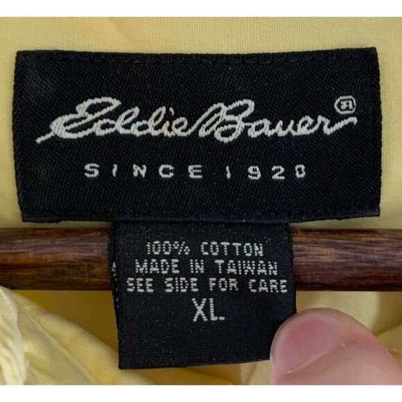 Eddie Bauer Extra Large (XL) Yellow Cotton Short Sleeve Button Up Polo Shirt - Picture 3 of 12